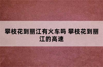 攀枝花到丽江有火车吗 攀枝花到丽江的高速